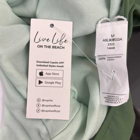 Cupshe Green Fully Lined  Ruched Crisscross Middle Cut One Piece Swimsui… - Picture 11 of 12